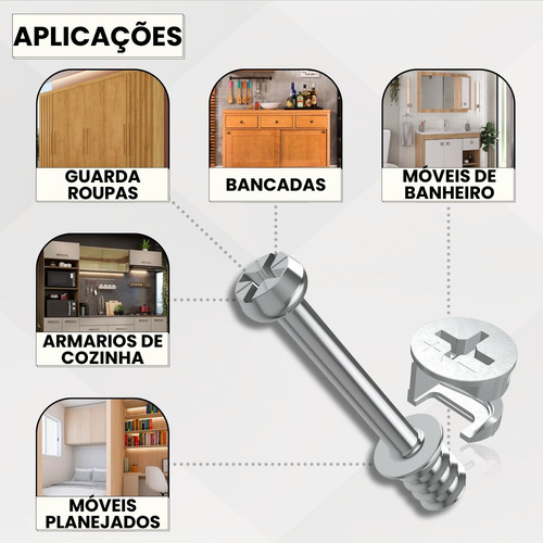 10 Minifix Girofix + Tambor Castanha 15x10mm Pino Universal