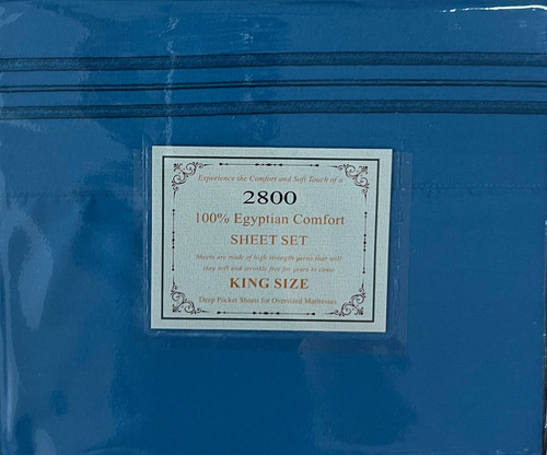 Juego De Sabana King Size 2800 Hilos Sólida Azul Acero Liso