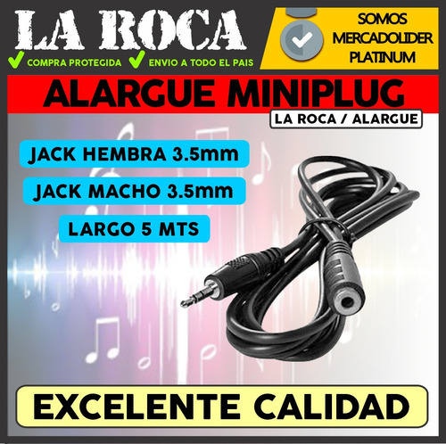 Imagen 3 de 10 de Cable Alargue Auricular Macho 3.5mm Miniplug Hembra Alargue