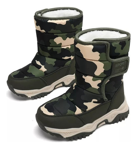 Botas De Nieve Con Diseño De Camuflaje Para Niños