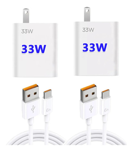 Cargador de 33 W para Xiaomi Redmi De 33 W 20 W 18 W Turbo Tipo C Cargador Cable 15 m 2 piezas