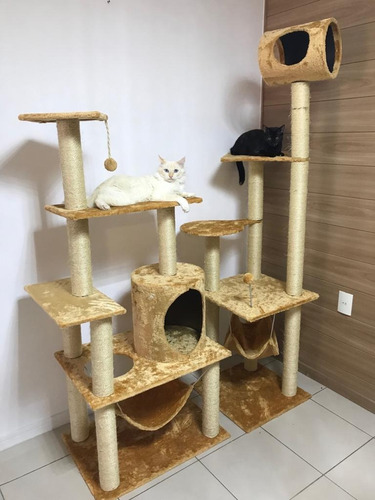 Arranhador Gato Harem + Castelo Premium Resistente Cor Bege