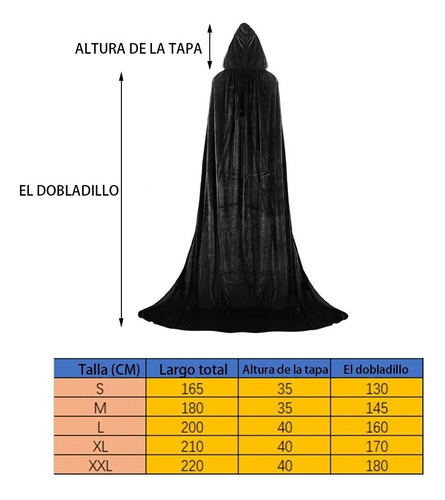 Capa Con Capucha Negro Capa De Halloween Larga