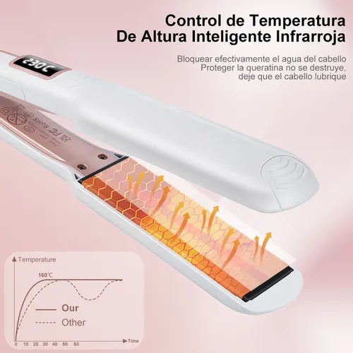 Operacion® Plancha Para Cabello Infrarrojos Cerámica Plancha Panel de 2,2 pulgadas con 26 tipos de temperatura y bloqueo fijo con cable de 360° Plana Para Cabello Plancha