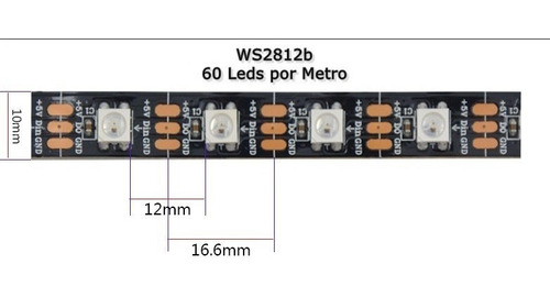 Imagem 3 de 6 de Fita Led Endereçável Ws2812b Ws2812 5v 60 Leds 1 Metro