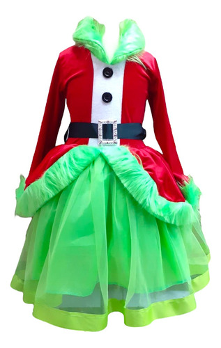 Disfraz De Grinch O Vestido Grinch Navidad Para Niña Incluye Medias
