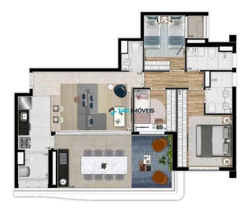 Imagem 12 de 27 de Apartamentos Para Venda Com 102,88 Metros Quadrados Em Perdizes - Sp. - Ap2678