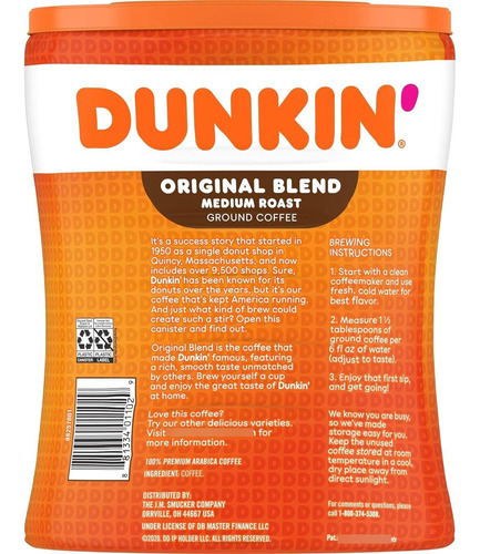 Café Molido Mezcla Original Dunkin Donuts 250g