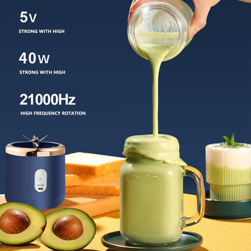 Minibatidora Juicer Cup, Recargable, Azul, Usb, 40 W, Doble