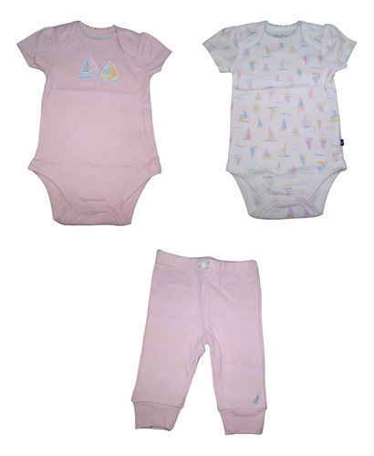 Nautica Set 3 Piezas Pañaleros Y Pantalón 0-3 M