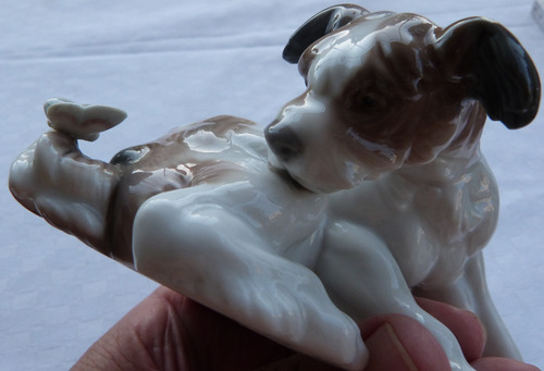Monijor62-antiguo Coleccion Porcelana Lladro Perro C/maripos (Usado)