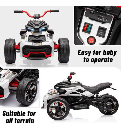 Motocicleta Eléctrica Atv De 3 Ruedas De 12 V, Vehículo Eléc