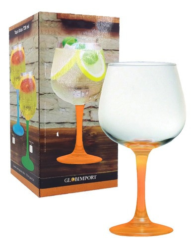 Taça De Vidro Para Gin 720ml Com A Base Laranja - Ibiza Cor Transparente