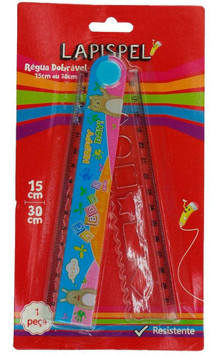 1 Regua Escolar Dobravel Retratil Infantil Formas Geometrica