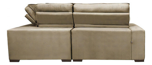 Sofa Canto Retrátil Reclinável Com Molas Cama Inbox Austin Cor Bege Desenho Do Tecido Liso