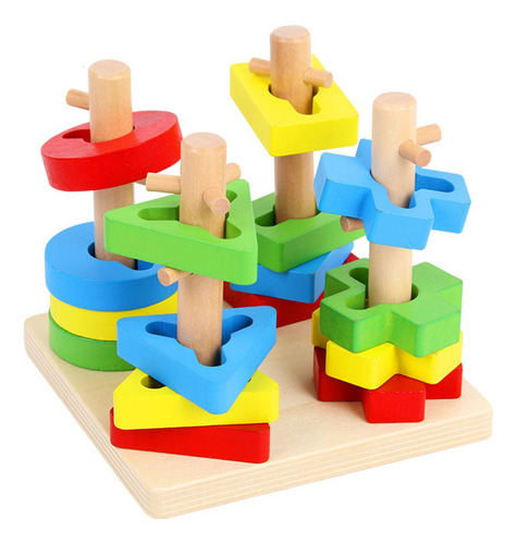 Brinquedo Educativo Encaixe Formas Geométricas Madeira Monte