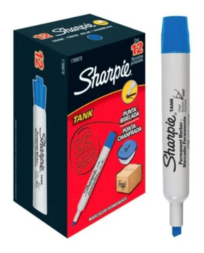 Marcador Sharpie Tank Permanente Azul Caja *12 Unidades