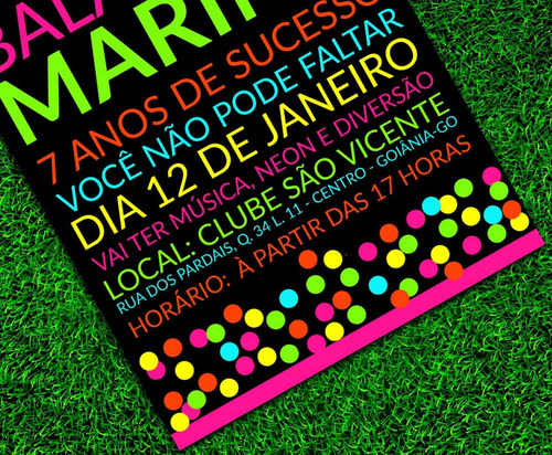 Imagem 4 de 5 de Convite Festa Neon Balada Colors 21x15cm - 10 Unidades