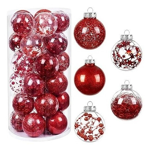 Bolas Para Arbol De Navidad Relleno Rojo Pack X 30u. De 6cm