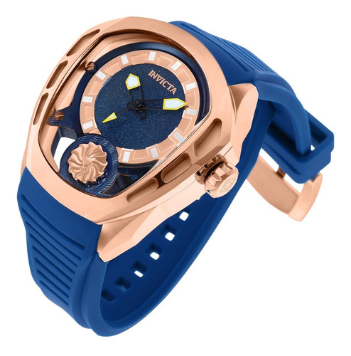 Reloj Automático Para Hombre Con Esfera Azul Y Atributos De