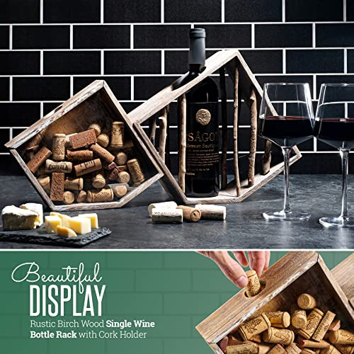 Soporte Botellas De Vino Rústico De Madera De Abedul, ...