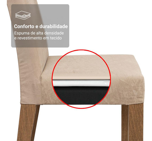 Sala Jantar Mesa Tampo Madeira 6 Cadeiras Simone Madesa Cor Rustic/Crema/Imperial Desenho do tecido das cadeiras Liso