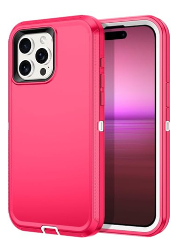 Funda Para iPhone 15 Pro Rosa/blanco 6.1 PuLG Uso Rudo Mater