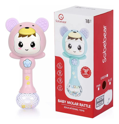 Sonajero Musical Bebe Maraca Con Luz Y Sonidos Color Celeste