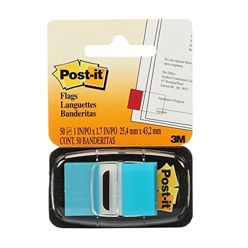 Post-it Banderas, Azul Brillante, 1 Pulgada De Ancho, 50 Por