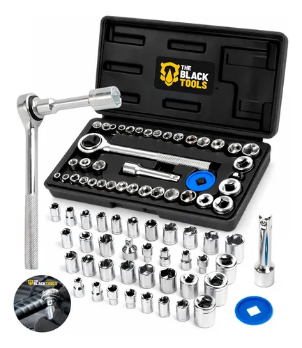 Jogo Chave Soquete Com Catraca Reversível 40 Pcs Sextavados Preto