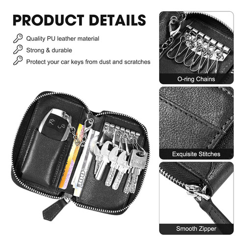 Estuche Funda Llavero Coche Cuero Genuino Llavero Cartera