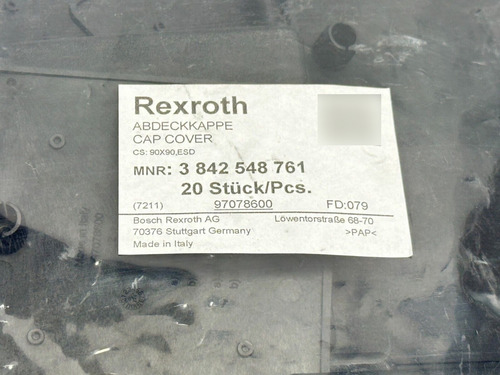 Bosch Rexroth 3842548761 Cap Cover 90x90 Pkg Of 20 Zzz