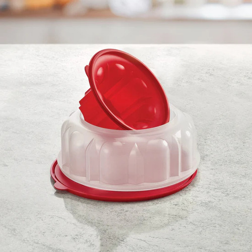 Molde Rosca Para Gelatina Desmontable Betterware Rojo Con Transparente