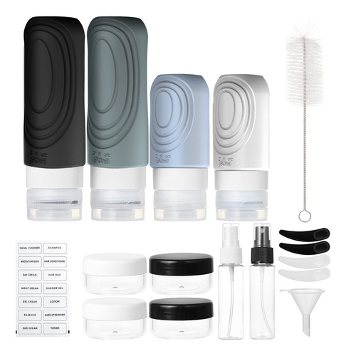 17 Botellas De Kit De Viaje Portátiles Contenedores Silicona