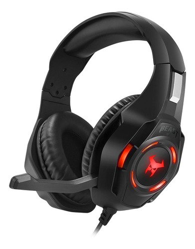 Audifono Gamer Headset Muspell Force: Hi-fi Beast Stf Color Negro Color de la luz Rojo