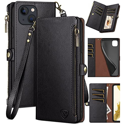 Funda Cartera Para iPhone 13 6.1pulgadas Negro 6.1 Pulgada P