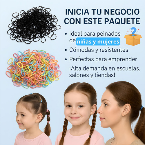 Ligas Elásticas Cabello Peinados Mayoreo 30 Mujer Mixto Niña Mixto Ligas Negras Y De Colores