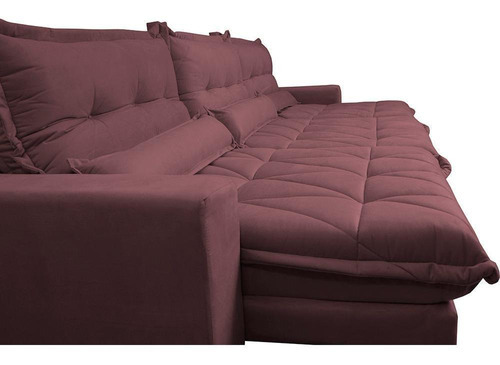 Sofá Retrátil Reclinável 3,52m Pocket Cama Inbox Soft Vinho