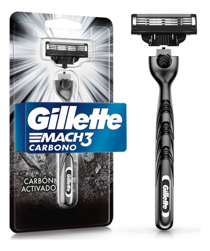 Máquina De Afeitar Gillette Mach3 Carbono Con Carbón Activad