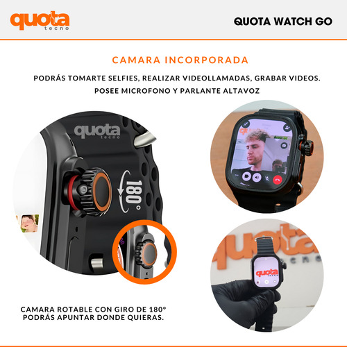Reloj Inteligente Go Juegos Wifi Gps Hombre Spotify Whatsapp Negro