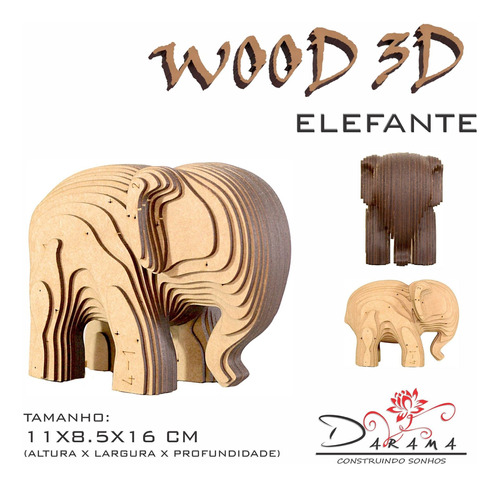 Quebra Cabeças 3d Elefante Decoração Ornamento Enfeite