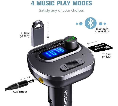Transmisor Fm Bluetooth Victsing Para Automovil, Adaptado...