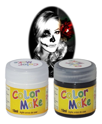 Tinta Liquida Facial Branco Preto Yur Halloween Zombie Walk