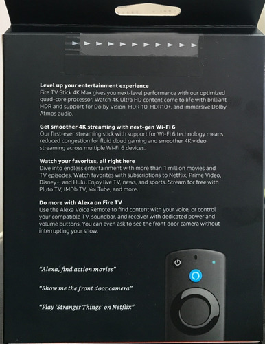 Imagen 8 de 8 de Fire Tv Stick 4k Max Wifi 6 Control Remoto Por Voz Gen 2021 Color Negro
