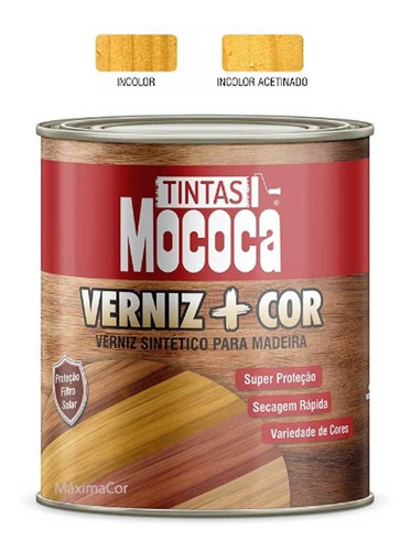 Verniz + Cor Para Madeira Proteção Filtro Solar Mococa 225ml Cor Incolor