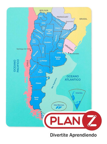 Imagen 6 de 10 de Rompecabezas Madera Mapa Argentina Niños Didactico Encastre