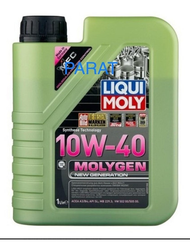 Aceite Molygen 10w40 100% Sintetico X 1 Litro