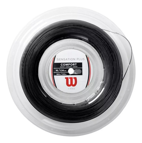 Cuerda Para Raqueta Tenis Wilson Sensation Plus 16 200m Color Negro