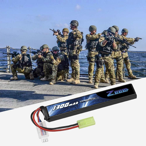 Bateria 7.4 25c 1300mah Para Airsoft Conector Mini Tamiya