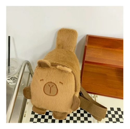 Morral Riñonera Infantil Capybara Carpincho Peluche Kawaii Marrón Capibara